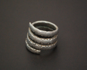 Pinky Old Tribal Coil Ring from India - Size 4.5