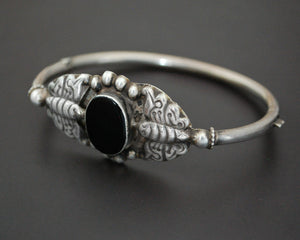 Vintage Onyx Butterfly Bracelet from India - Hinged
