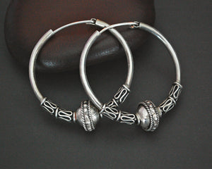 Large Bali Hoop Earrings with Bead and Wirework