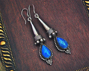Ethnic Lapis Lazuli Earrings from India