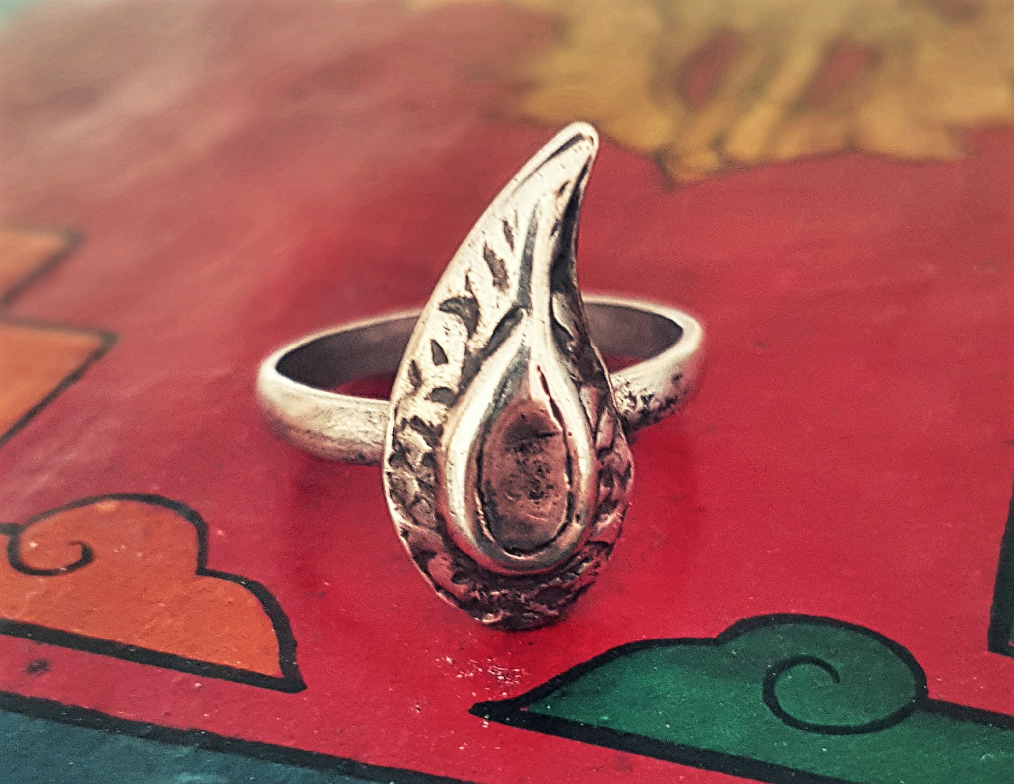 Tribal Afghani Silver Ring - Size 9.5