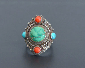 Reserved for I. Nepali Turquoise Coral Ring - Size 9