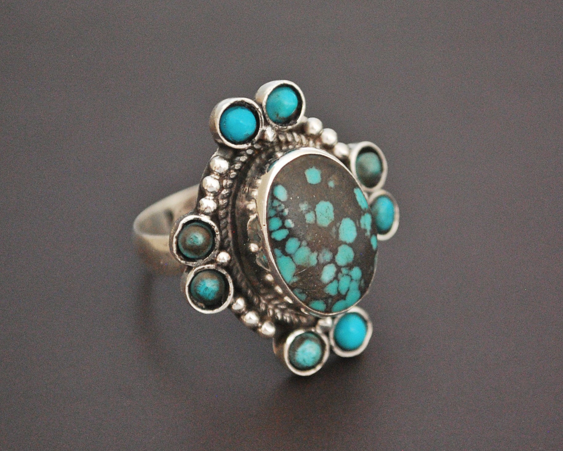 Ethnic Turquoise Ring from India - Size 9.5