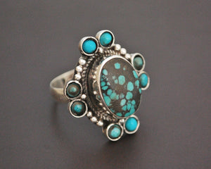 Ethnic Turquoise Ring from India - Size 9.5