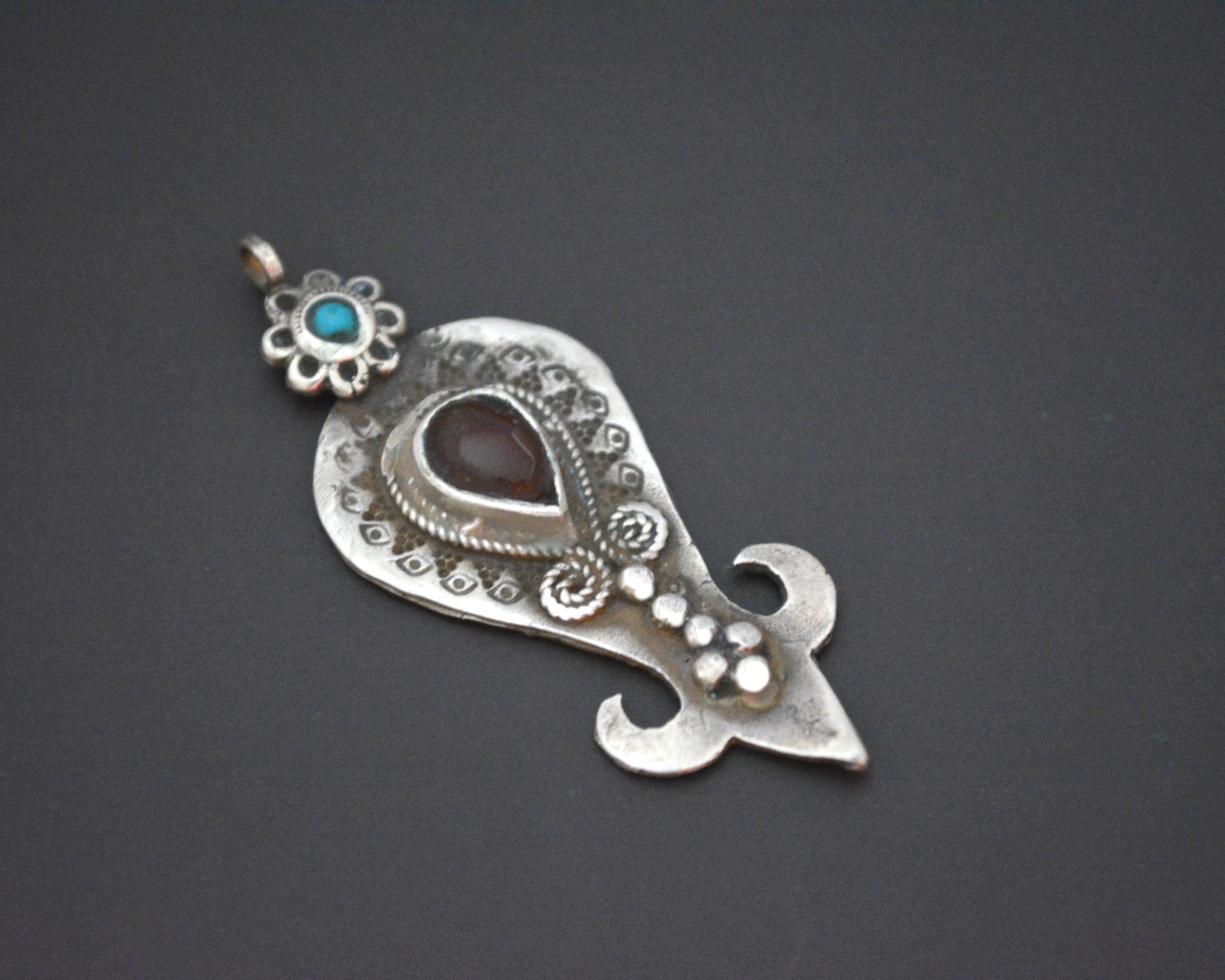Pretty Uzbek Turquoise Garnet Pendant