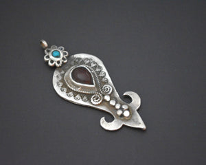 Pretty Uzbek Turquoise Garnet Pendant