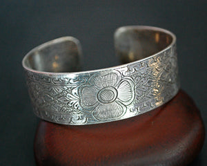 Nepali Lotus Engraved Cuff Bracelet