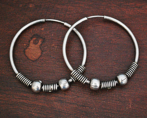 Ethnic Bali Hoop Earrings with Wire Work and Bead