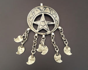 Old Caucasian Niello Pendant with Dangles