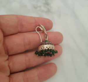 Indian Enamel Jhumka Silver Earrings