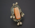 Old Bedouin Agate Ring with Bells - Size 7