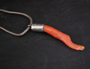 Antique Coral Pendant from Morocco - Berber Coral Necklace