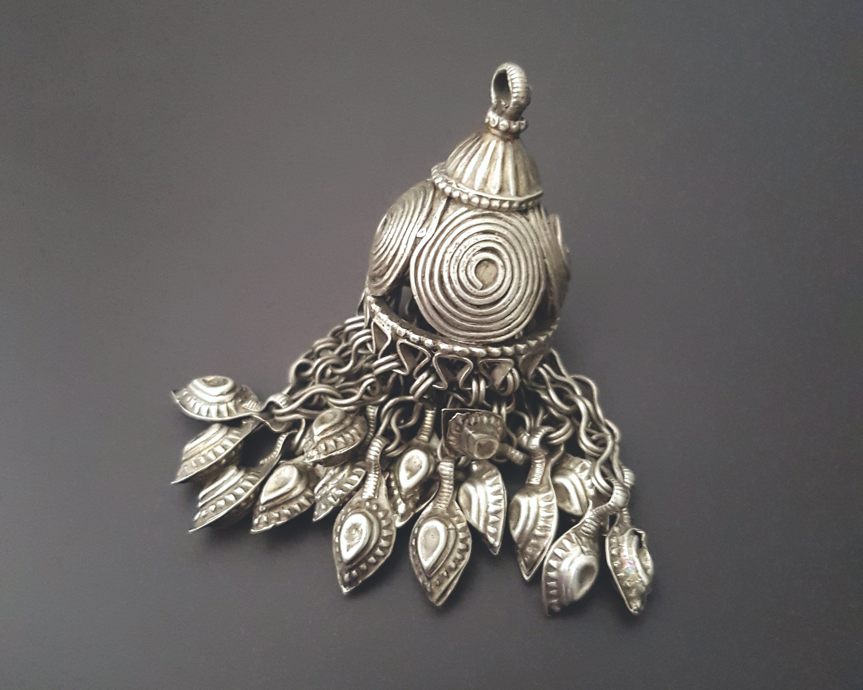 Old Uzbek Silver Tassel Pendant