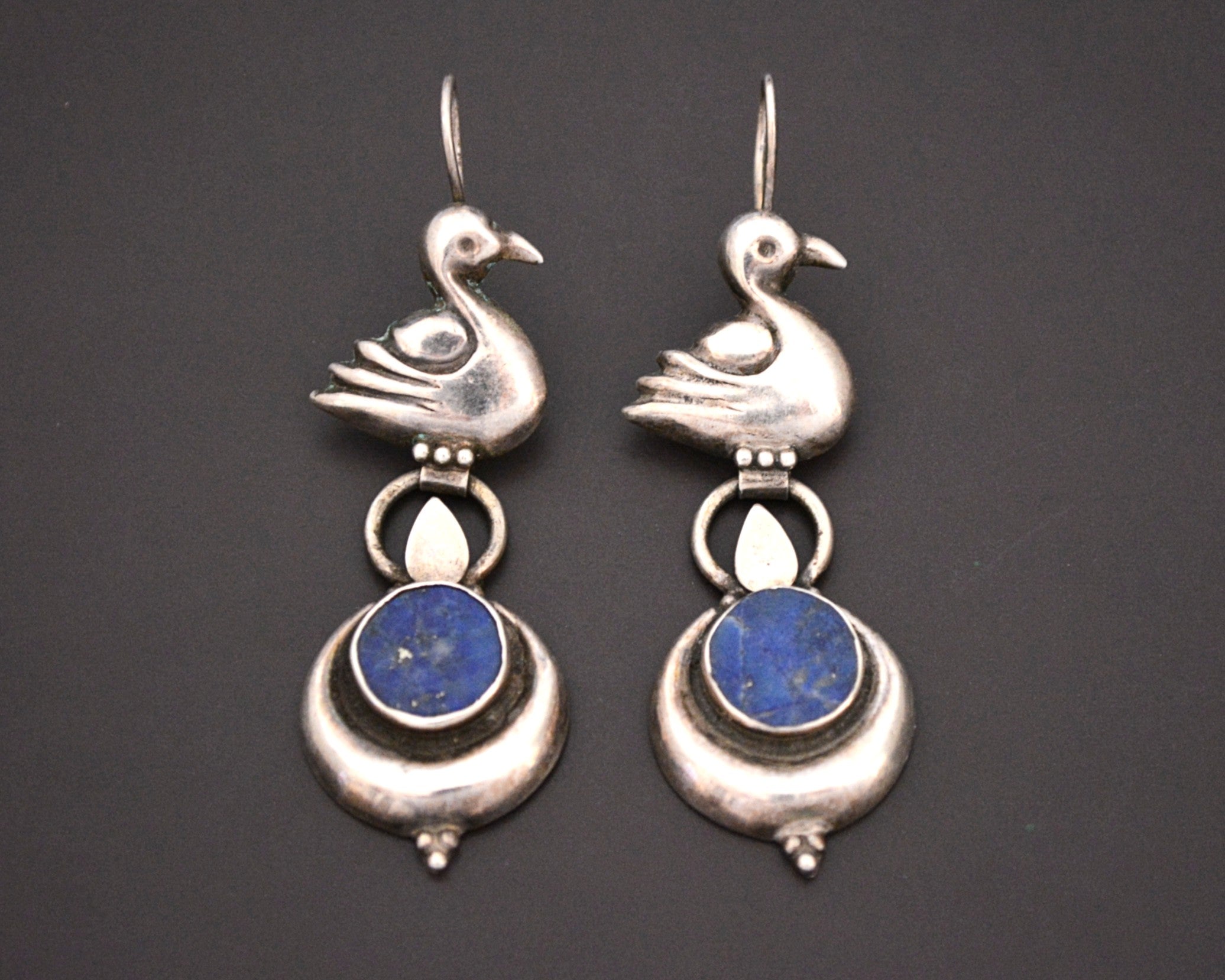 Indian Lapis Lazuli Swan Earrings