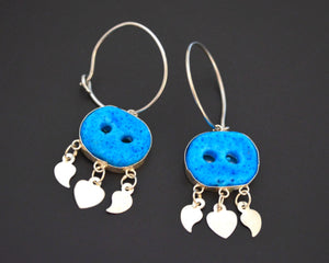 Assyrian Blue Glass Evil Eye Earrings - Reyyan Earrings - Hercai Earrings