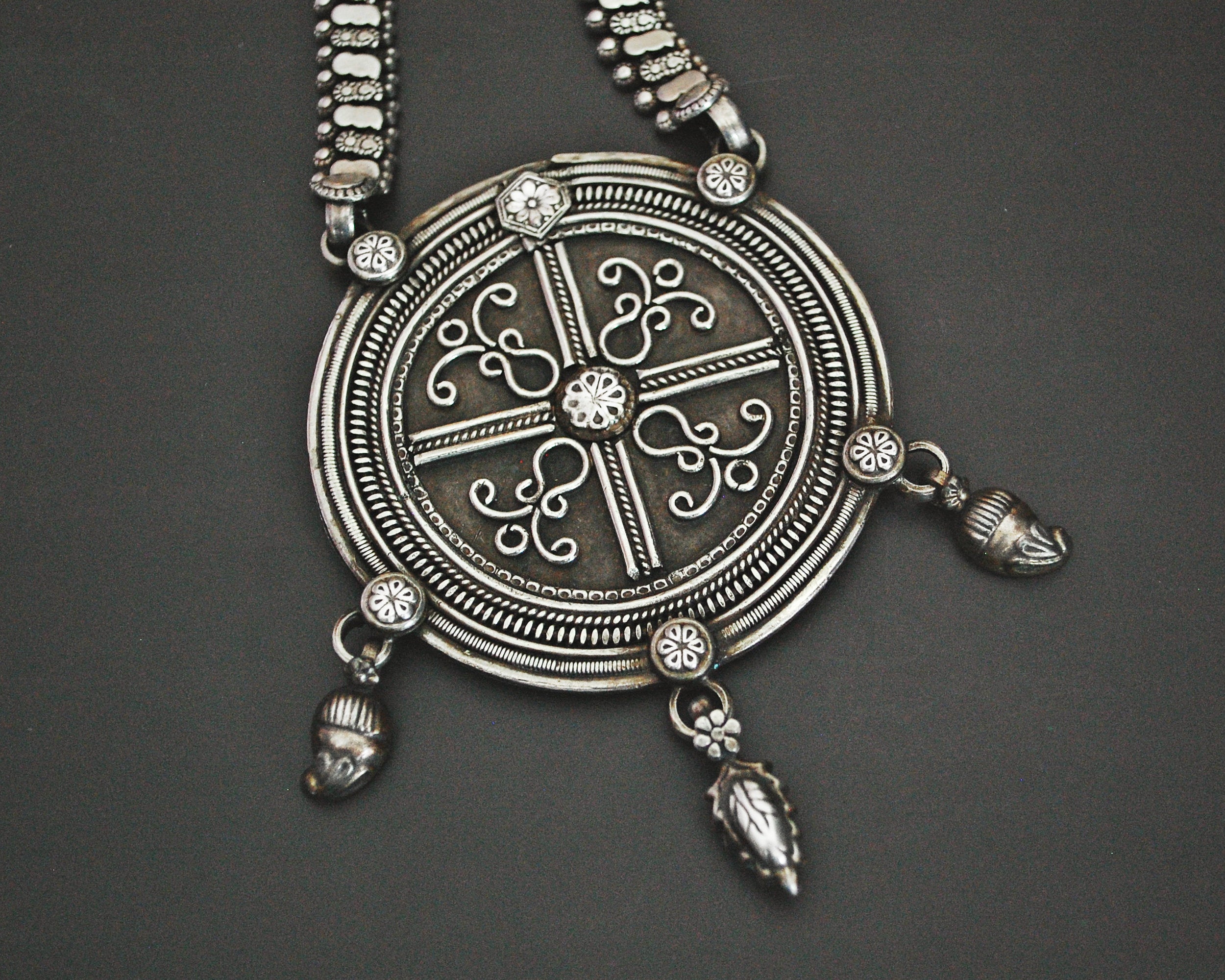 Huge Rajasthani Silver Necklace with Amulet