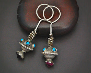 Antique Afghani Earrings with Pink Glass