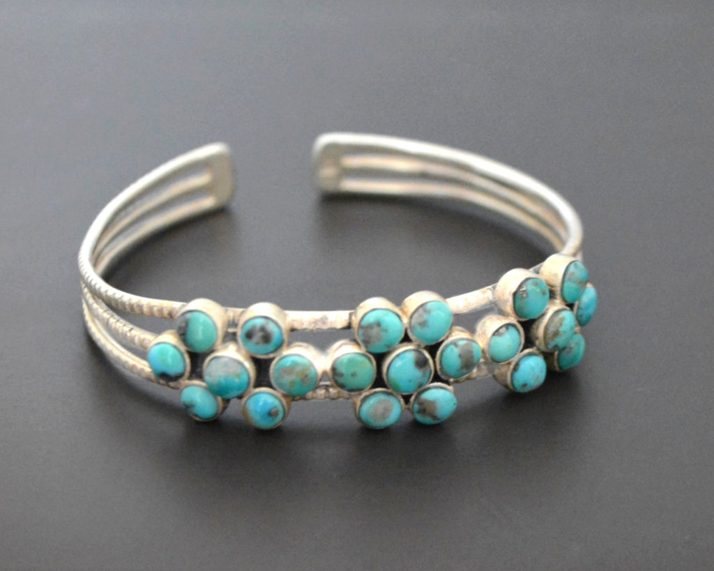Reserved for A. - Ethnic Flower Turquoise Cuff Bracelet