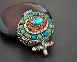 Tibetan Gau Box with Coral and Turquoise