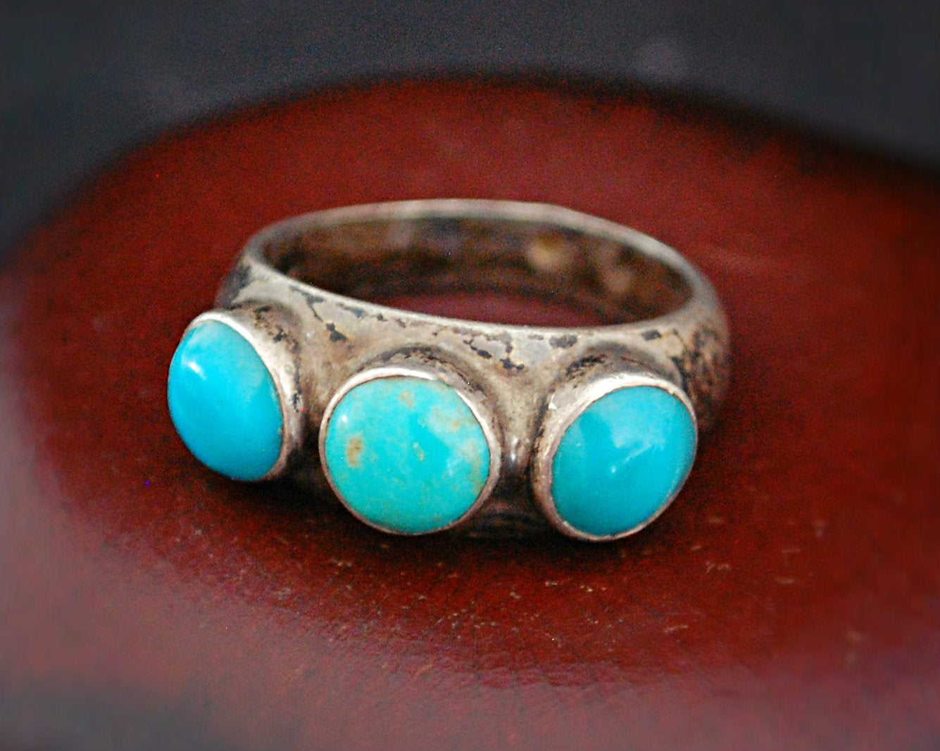 Ethnic Turquoise Band Ring  - Size 7