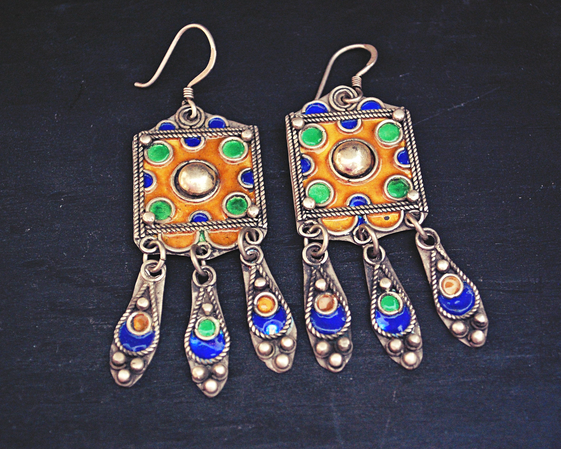 Moroccan Berber Enamel Earrings