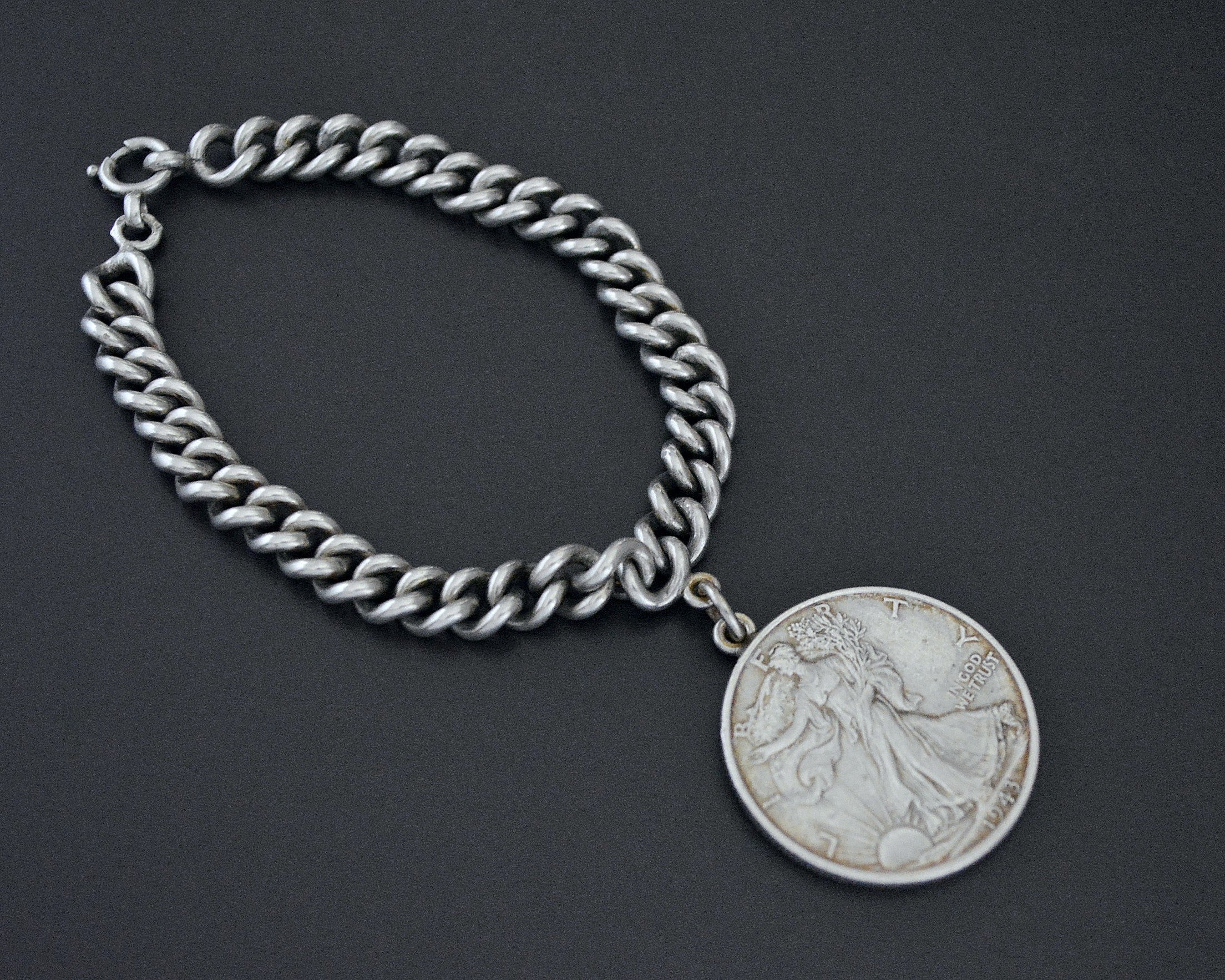 US Half Dollar Silver Coin Medaillon Bracelet