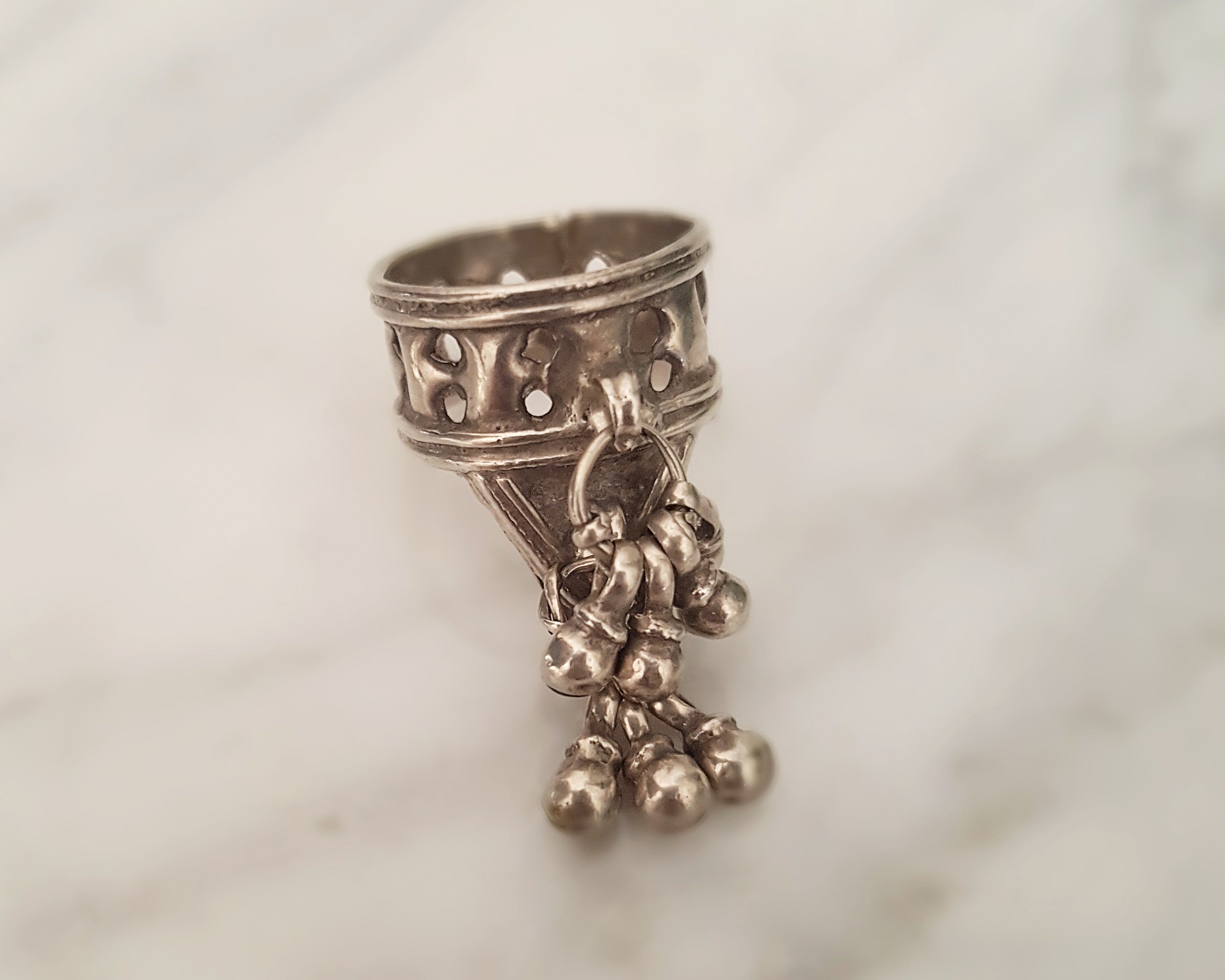 Rajasthani Silver Ring with Bells - Size 5.5