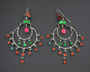 Bold Rajasthani Dangle Earrings with Glass