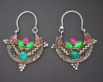 Afghani Filigree Earrings with Glass