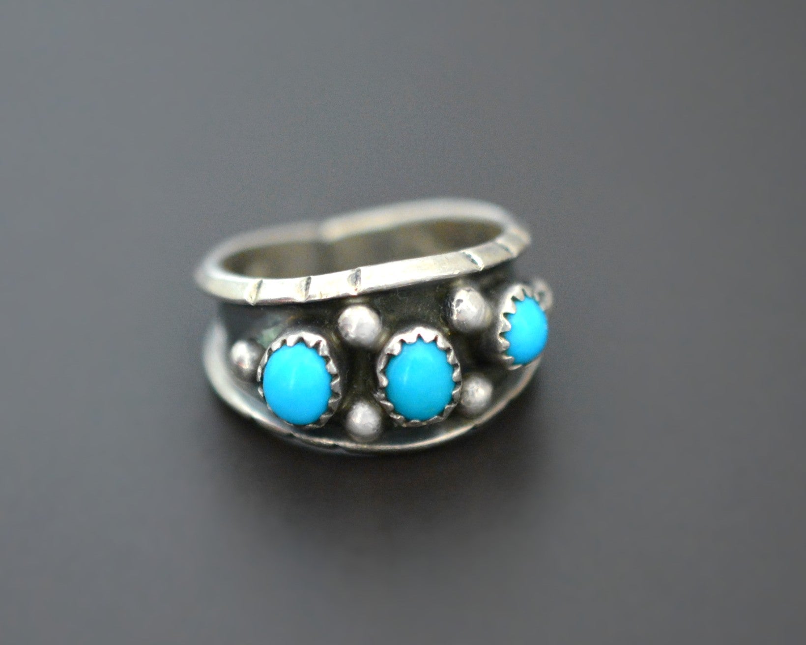 Zuni Turquoise Band Ring - Size 8 - Signed