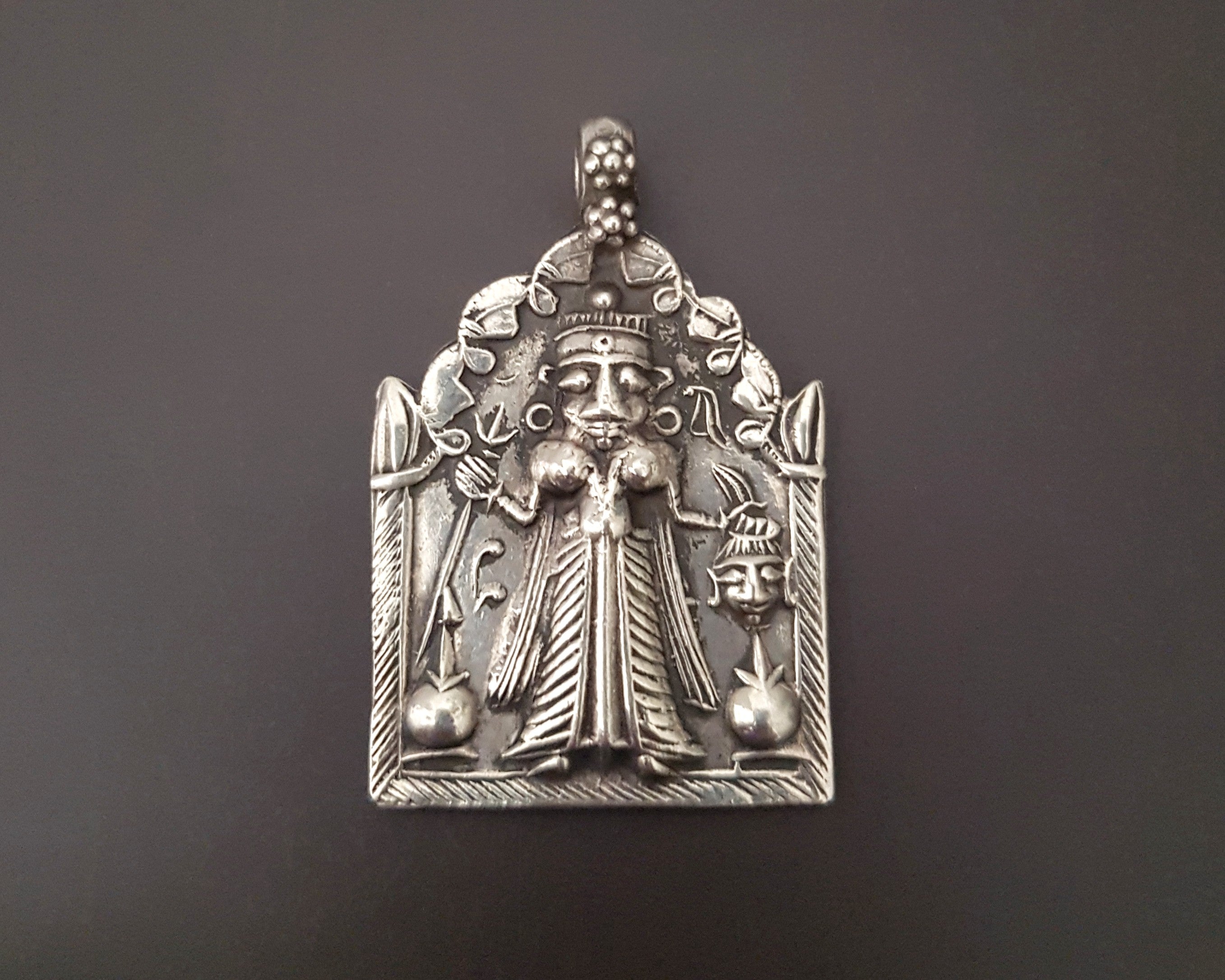 Indian Silver Hindu Diety Amulet Pendant