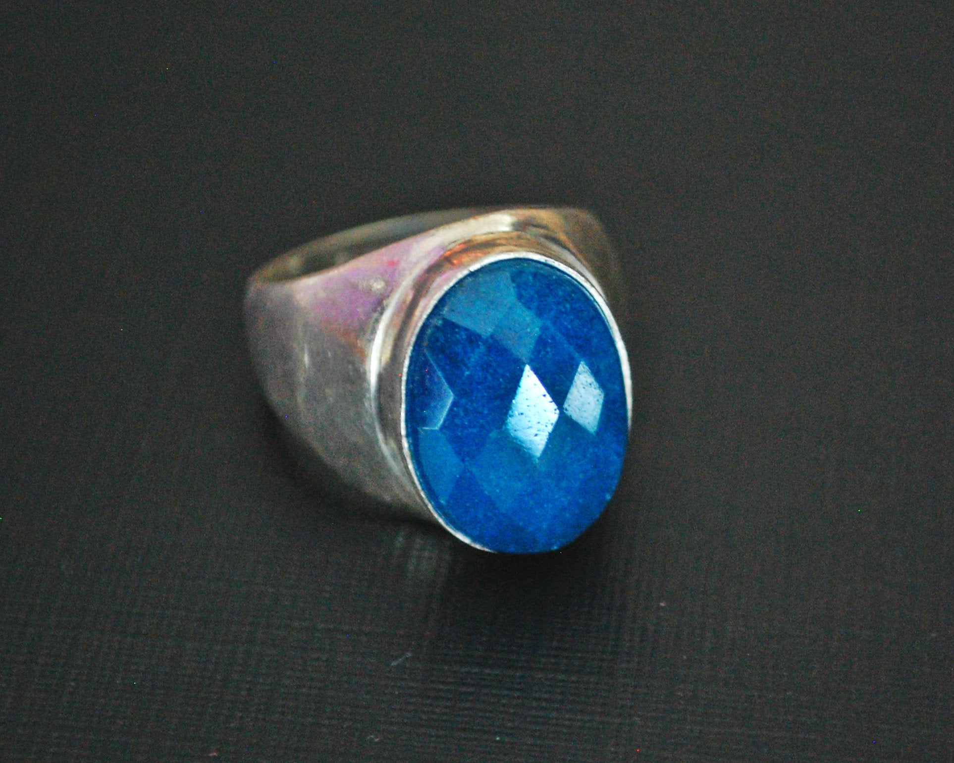 Ethnic Blue Jade Ring - Size 7.5