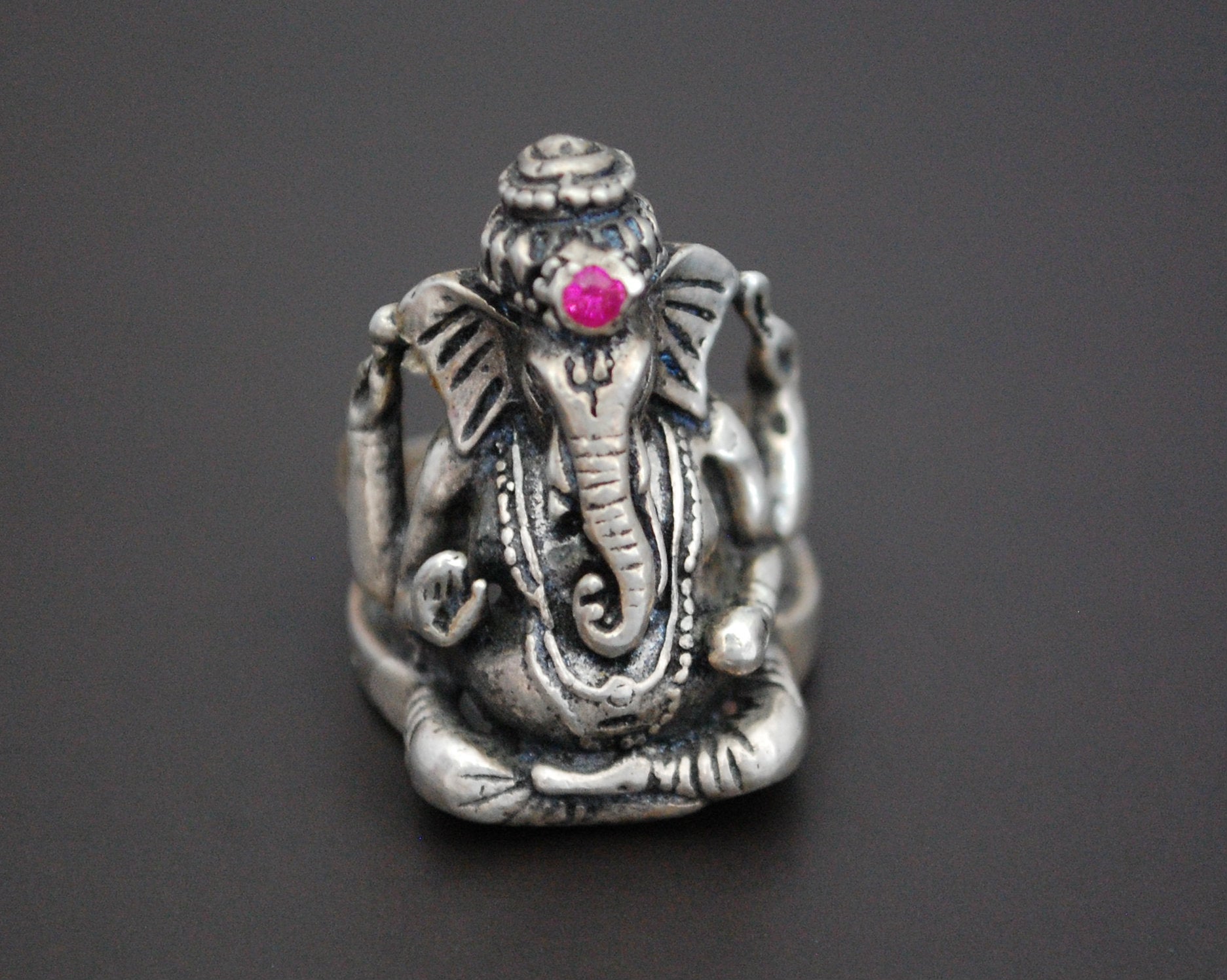 Ganesha Sterling Silver Ring - Size 4.75 - Small