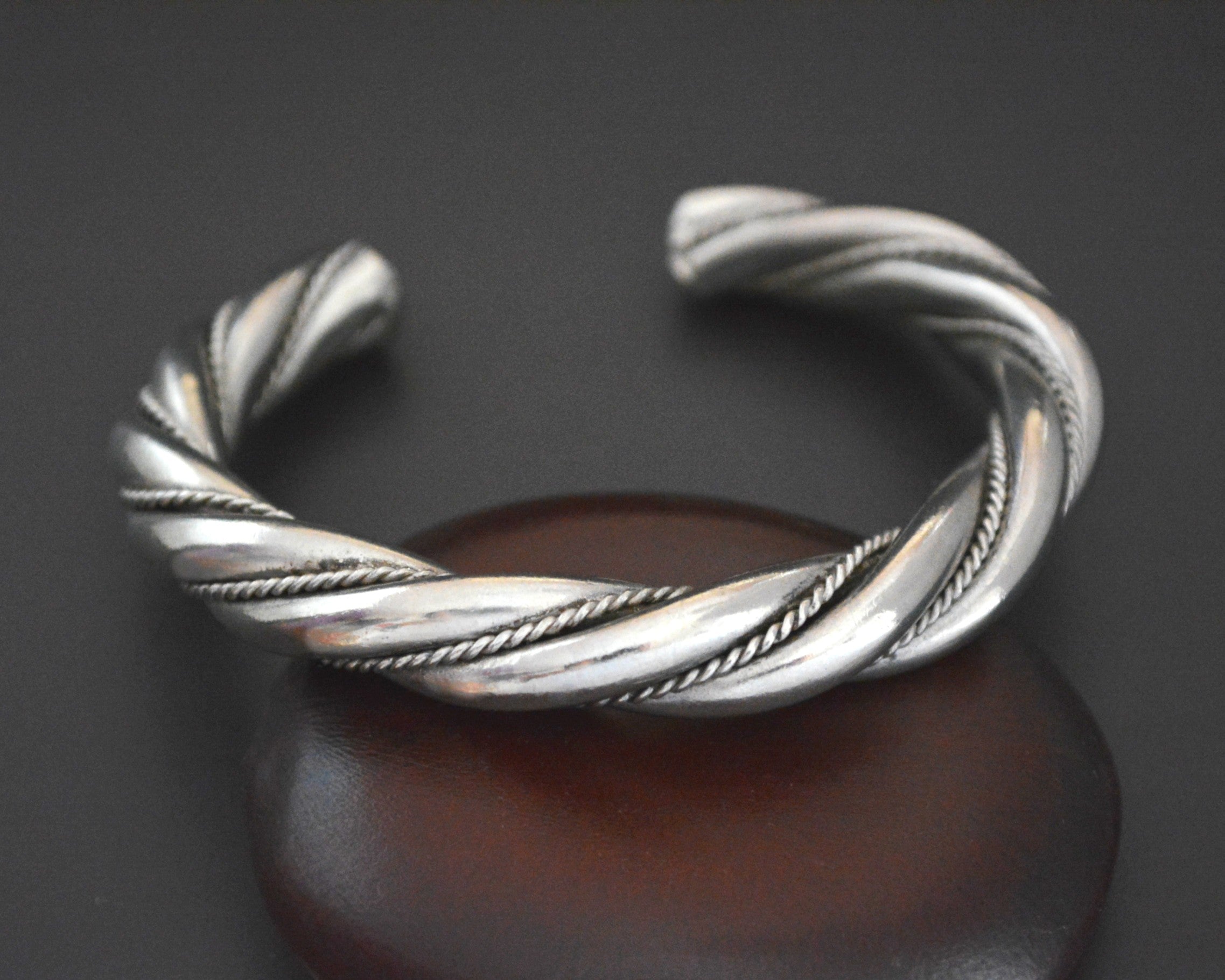 Bold Twisted Silver Cuff Bracelet