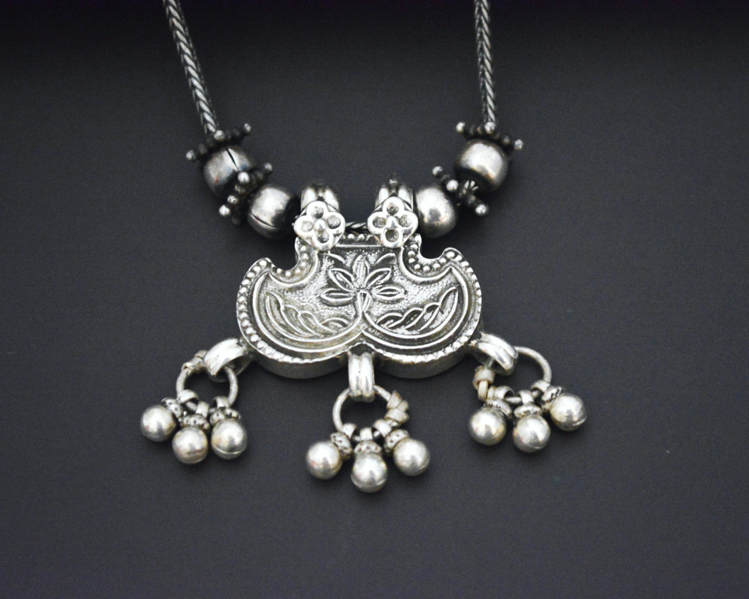 Rajasthani Silver Lotus Necklace