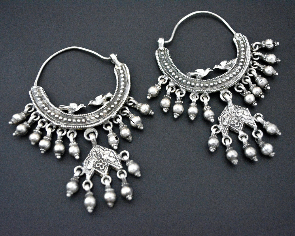 Bold Rajasthani Silver Hoop Earrings with Bells