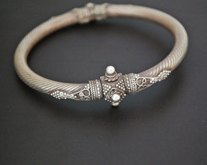 Ethnic Indian Silver Bracelet from India - Hinged