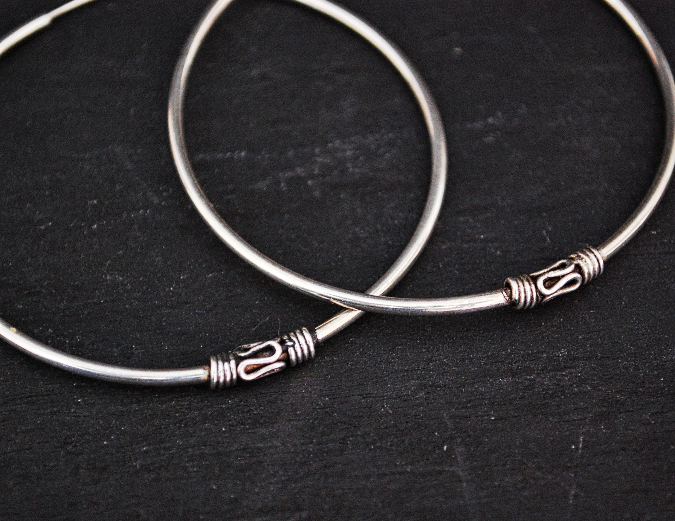 Large Ethnic Bali Hoop Earrings