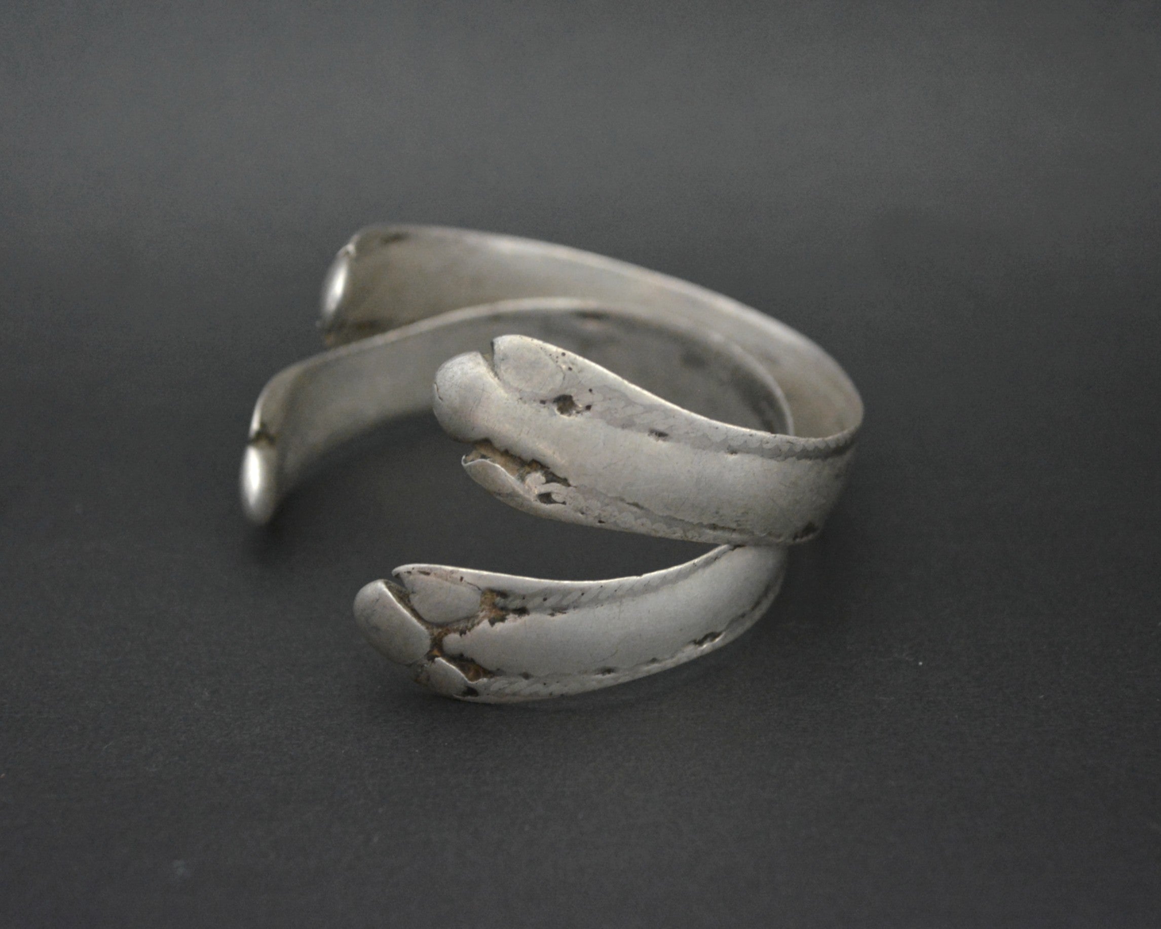 Pair Turkmen Silver Cuff Bracelets