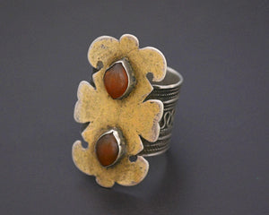 Turkmen Gilded Carnelian Ring - Size 9