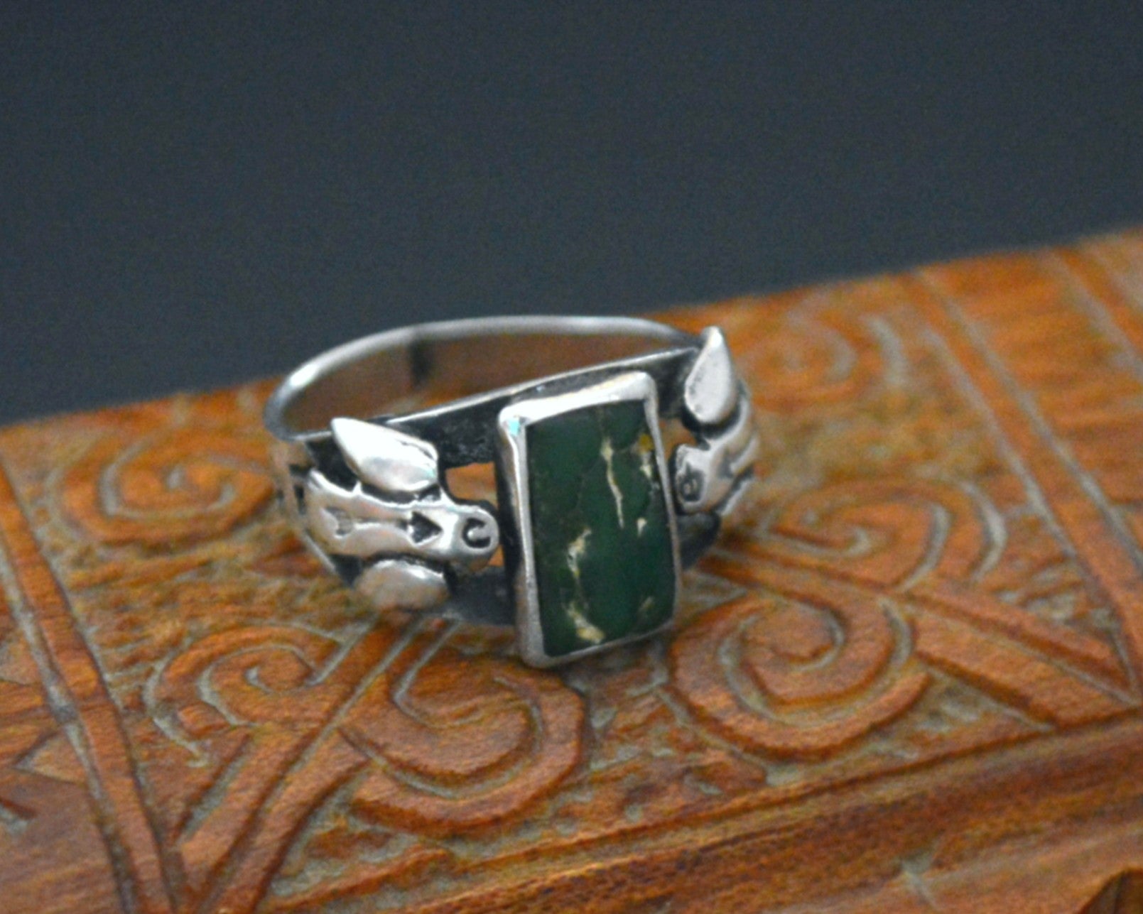 Navajo Thunderbird Turquoise Ring - Size 6