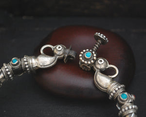 Indian Silver Bracelet with Turquoise and Coral