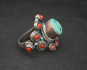 Nepali Turquoise Coral Ring - Size 6.75