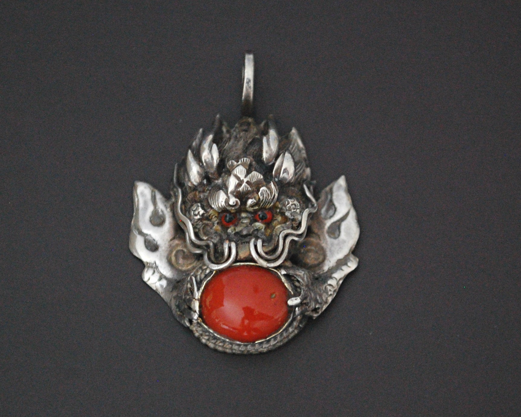 Nepali Coral Dragon Pendant