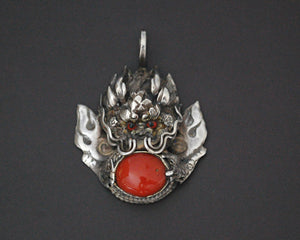 Nepali Coral Dragon Pendant