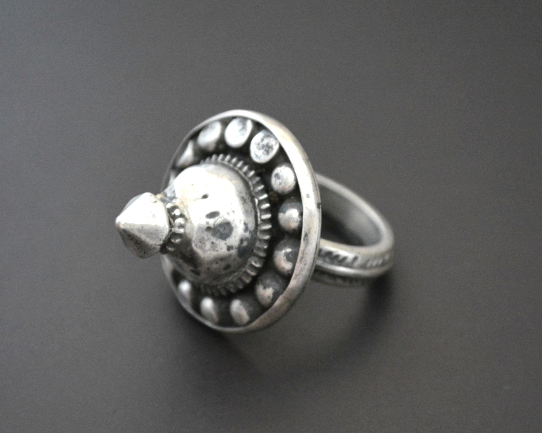 Rajasthani Silver Spike Ring - Size 8
