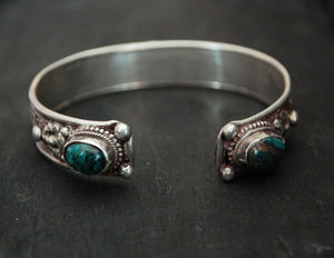 Nepali Coral and Turquoise Cuff Bracelet