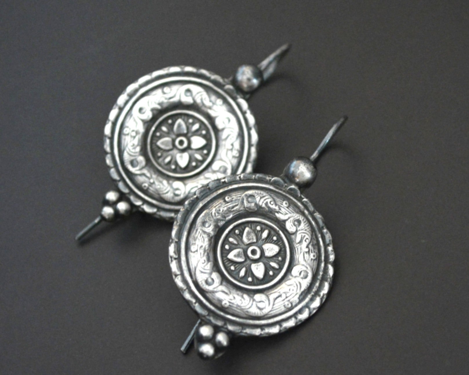 Ethnic Disc Earrings - Sterling Silver