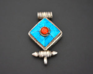 Tibetan or Nepali Gau Box with Coral and Turquoise