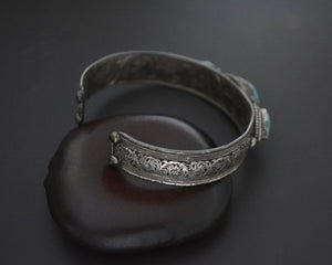 Nepali Turquoise Cuff Bracelet with Filigree Work
